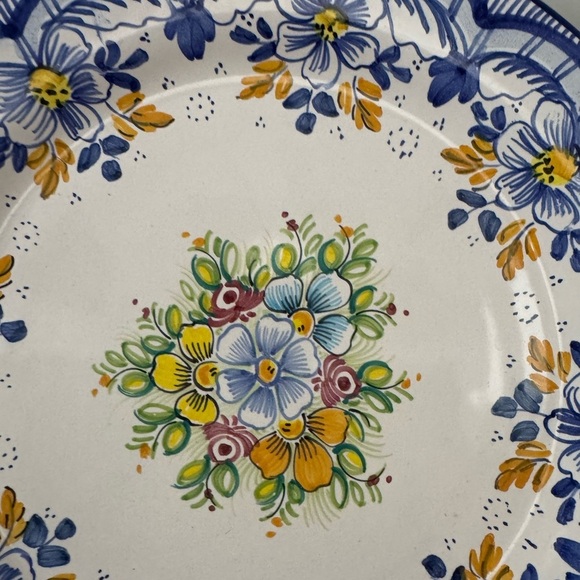 Hand painted Seville Floral Decorative Plate with Blue and Yellow Design… - Picture 3 of 5